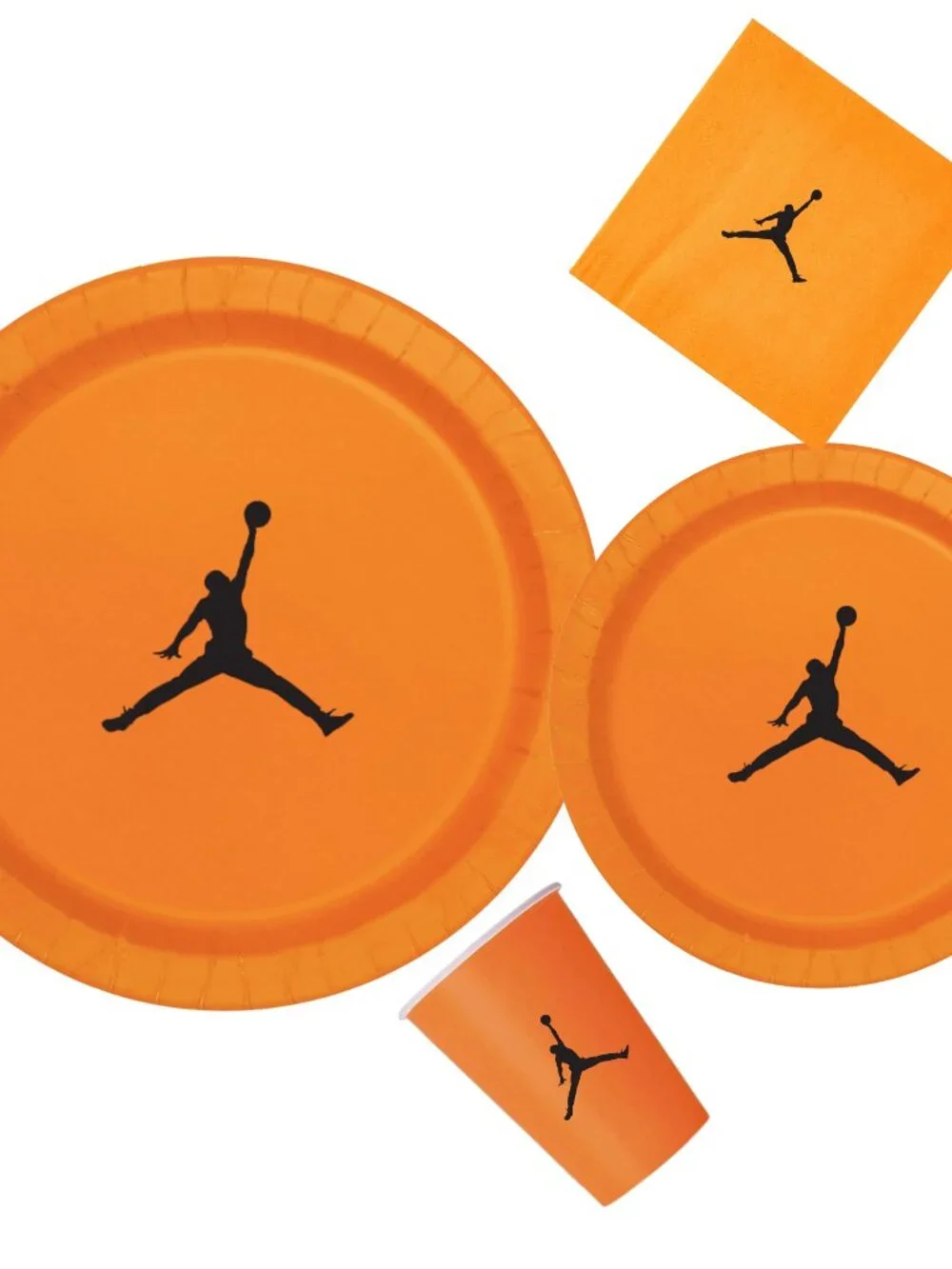 Custom shoe Paper Party Plates Set, Orange, 60 Count, Basketball Theme, Jumpman